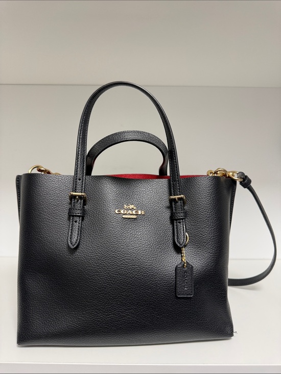Coach Handbags - Coach Black Leather Satchel with Red Interior Accent